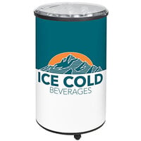 IRP Ice Hawk 3801077 Insulated Portable Round Barrel Beverage Cooler / Merchandiser with Lid and Casters 70 Qt. - Black