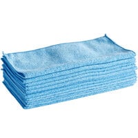 Lavex Janitorial 12 inch x 12 inch Blue Microfiber General Purpose Cloth - 12/Pack