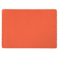 Hoffmaster 310555 10" x 14" Bittersweet Orange Colored Paper Placemat with Scalloped Edge - 1000/Case