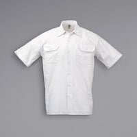 Mercer Culinary M60250BK Metro Edge Unisex White Customizable Short Sleeve Brewer / Work Shirt - XL