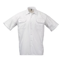 Mercer Culinary M60250BK Metro Edge Unisex White Customizable Short Sleeve Brewer / Work Shirt - XL