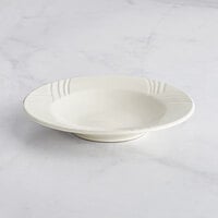 Acopa Swell 9 oz. Ivory (American White) Embossed Wide Rim Stoneware Soup Bowl - 24/Case