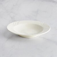 Acopa Swell 20 oz. Ivory (American White) Embossed Wide Rim Stoneware Pasta Bowl - 12/Case