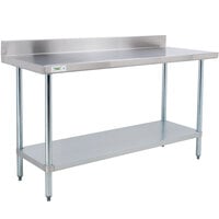Regency 24 inch x 72 inch 18-Gauge 304 Stainless Steel Commercial Work Table with 4 inch Backsplash and Galvanized Undershelf