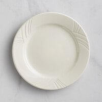 Acopa Swell 9 inch Ivory (American White) Embossed Wide Rim Stoneware Plate - 24/Case