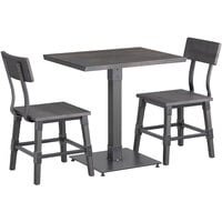 Lancaster Table & Seating 24 inch x 30 inch Antique Slate Gray Solid Wood Live Edge Dining Height Table with 2 Chairs