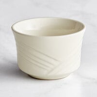 Acopa Swell 7 oz. Ivory (American White) Embossed Stoneware Bouillon Cup - 36/Case