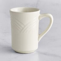 Acopa Swell 7.5 oz. Ivory (American White) Embossed Stoneware Mug - 36/Case
