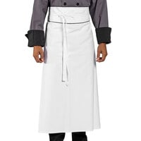 Uncommon Threads 3049C White Customizable 100% Cotton Executive Chef Bistro Apron with Black Piping - 38 inch x 39 inch
