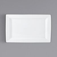 Tuxton FPH-110B Pacifica 11" x 6 7/8" Bright White Embossed Wide Rim Rectangular China Plate - 12/Case