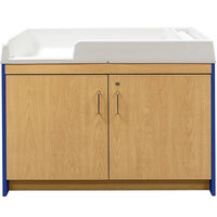Tot Mate TM8530A.S3322 Royal Blue and Maple Laminate Infant Changing Table - 47 inch x 23 1/2 inch x 37 1/2 inch