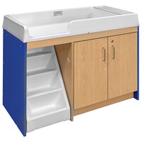 Tot Mate TM8534A.S3322 Royal Blue and Maple Laminate Toddler Walkup Changing Table - 47 inch x 23 1/2 inch x 37 1/2 inch
