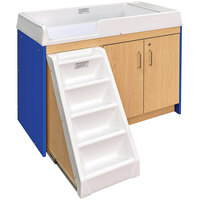 Tot Mate TM8534A.S3322 Royal Blue and Maple Laminate Toddler Walkup Changing Table - 47 inch x 23 1/2 inch x 37 1/2 inch