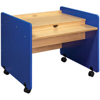 Tot Mate TM2321A.S3322 Royal Blue and Maple Laminate Mobile Desk - 30 inch x 27 1/2 inch x 26 inch