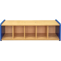 Tot Mate TM2185R.S3322 Royal Blue and Maple Laminate Book Bench Cubbie - 46 inch x 20 inch x 14 inch; Unassembled