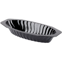 Fineline Flairware 215-BK 15 oz. Black Plastic Oval Bowl / Serving Boat - 300/Case