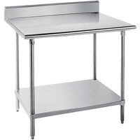Advance Tabco SKG-300 30 inch x 30 inch 16 Gauge Super Saver Stainless Steel Commercial Work Table with Undershelf and 5 inch Backsplash