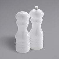 American Metalcraft PMSW62 6 inch White Wooden Salt Shaker and Pepper Mill Set