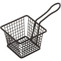 American Metalcraft FRYB443 4" x 4" x 3" Black Powder-Coated Iron Square Mini Fry Basket with 4" Handle