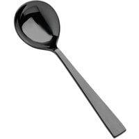 Bon Chef S3722B Roman 6 5/8 inch 18/10 Stainless Steel Extra Heavy Weight Black Round Bowl Soup Spoon - 12/Case