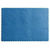 Choice 10 inch x 14 inch Navy Blue Colored Paper Placemat with Scalloped Edge   - 1000/Case