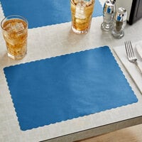Choice 10 inch x 14 inch Navy Blue Colored Paper Placemat with Scalloped Edge   - 1000/Case