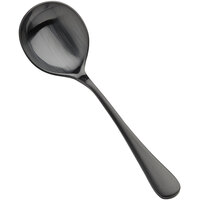 Bon Chef S4101BM Como 6 3/8 inch 18/10 Stainless Steel Extra Heavy Weight Matte Black Bouillon Spoon - 12/Case
