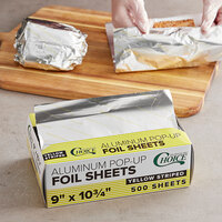 Choice 9 inch x 10 3/4 inch Yellow Striped Food Service Interfolded Pop-Up Foil Sheets - 3000/Case