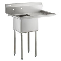 Steelton 38 3/4 inch 18-Gauge Stainless Steel One Compartment Commercial Sink with Right Drainboard - 18 inch x 18 inch x 12 inch Bowl