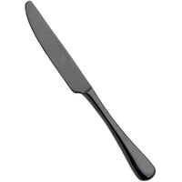 Bon Chef S4011B Como 9 1/8 inch 13/0 Stainless Steel Extra Heavy Weight Black Solid Handle Dinner Knife - 12/Case