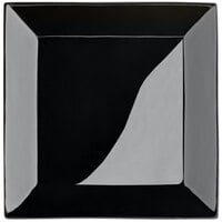 Acopa 11 1/4" Glossy Black Square Stoneware Plate - 6/Case