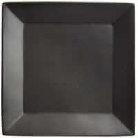 Acopa 11 1/4" Matte Black Square Stoneware Plate - 6/Case