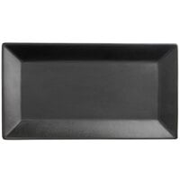 Acopa 13" x 7 1/4" Matte Black Rectangular Stoneware Platter - 12/Case