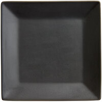 Acopa 7 inch Matte Black Square Stoneware Plate - 6/Pack