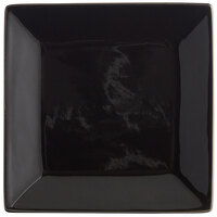 Acopa 6 inch Glossy Black Square Stoneware Plate - 6/Pack