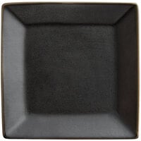 Acopa 4 inch Matte Black Square Stoneware Plate - 72/Case