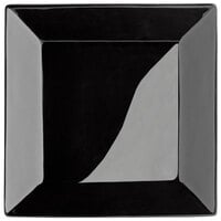 Acopa 10" Glossy Black Square Stoneware Plate - 12/Case