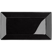 Acopa 13" x 7 1/4" Glossy Black Rectangular Stoneware Platter - 12/Case