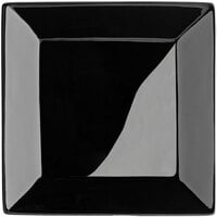 Acopa 8 inch Glossy Black Square Stoneware Plate - 24/Case
