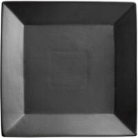Acopa 12" Matte Black Square Stoneware Plate - 6/Case