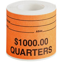 Controltek USA 550003 2 inch x 4 inch Orange Self-Adhesive $1000 Quarters Labels - 100/Box