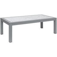 BFM Seating Belmar Soft Grey Aluminum Carrara Top Coffee Table