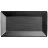 Acopa 11 1/2 inch x 6 1/4 inch Matte Black Rectangular Stoneware Platter - 3/Pack