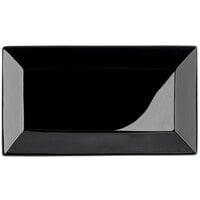 Acopa 10" x 5 1/2" Glossy Black Rectangular Stoneware Platter - 24/Case