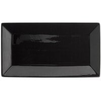 Acopa 11 1/2" x 6 1/4" Glossy Black Rectangular Stoneware Platter - 12/Case