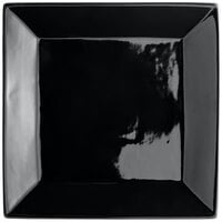 Acopa 12 inch Glossy Black Square Stoneware Plate - 6/Case