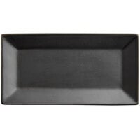Acopa 8 1/2" x 4 1/2" Matte Black Rectangular Stoneware Platter - 24/Case