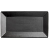 Acopa 11 1/2" x 6 1/4" Matte Black Rectangular Stoneware Platter - 12/Case