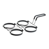 Tablecraft 1240 Four 4 inch Black Non-Stick Egg Rings with Handle