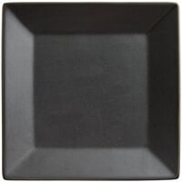 Acopa 8" Matte Black Square Stoneware Plate - 24/Case